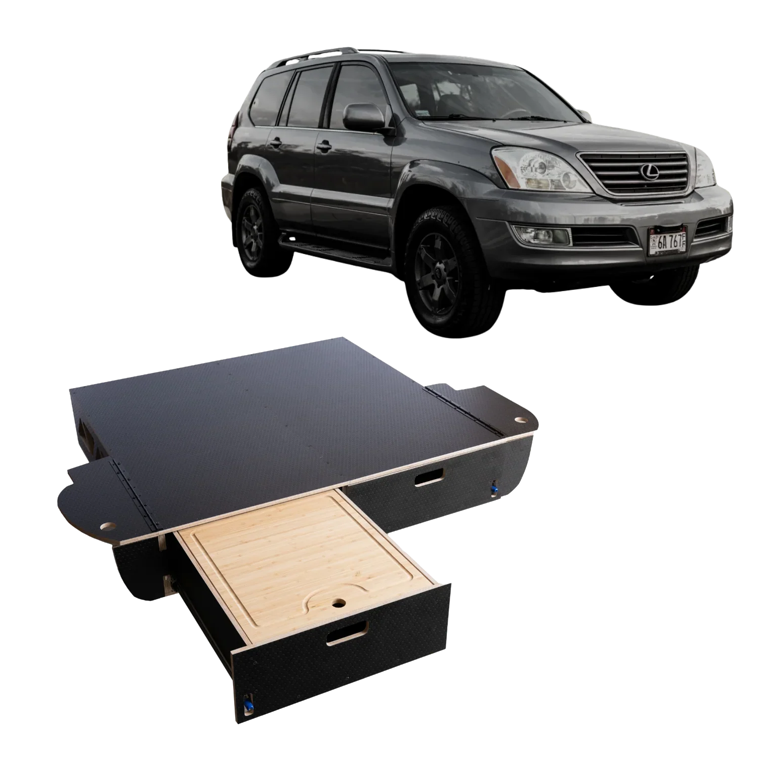 Lexus GX470 03-09 Dual Drawer Storage PreCut Kit – Solid Wood Worx