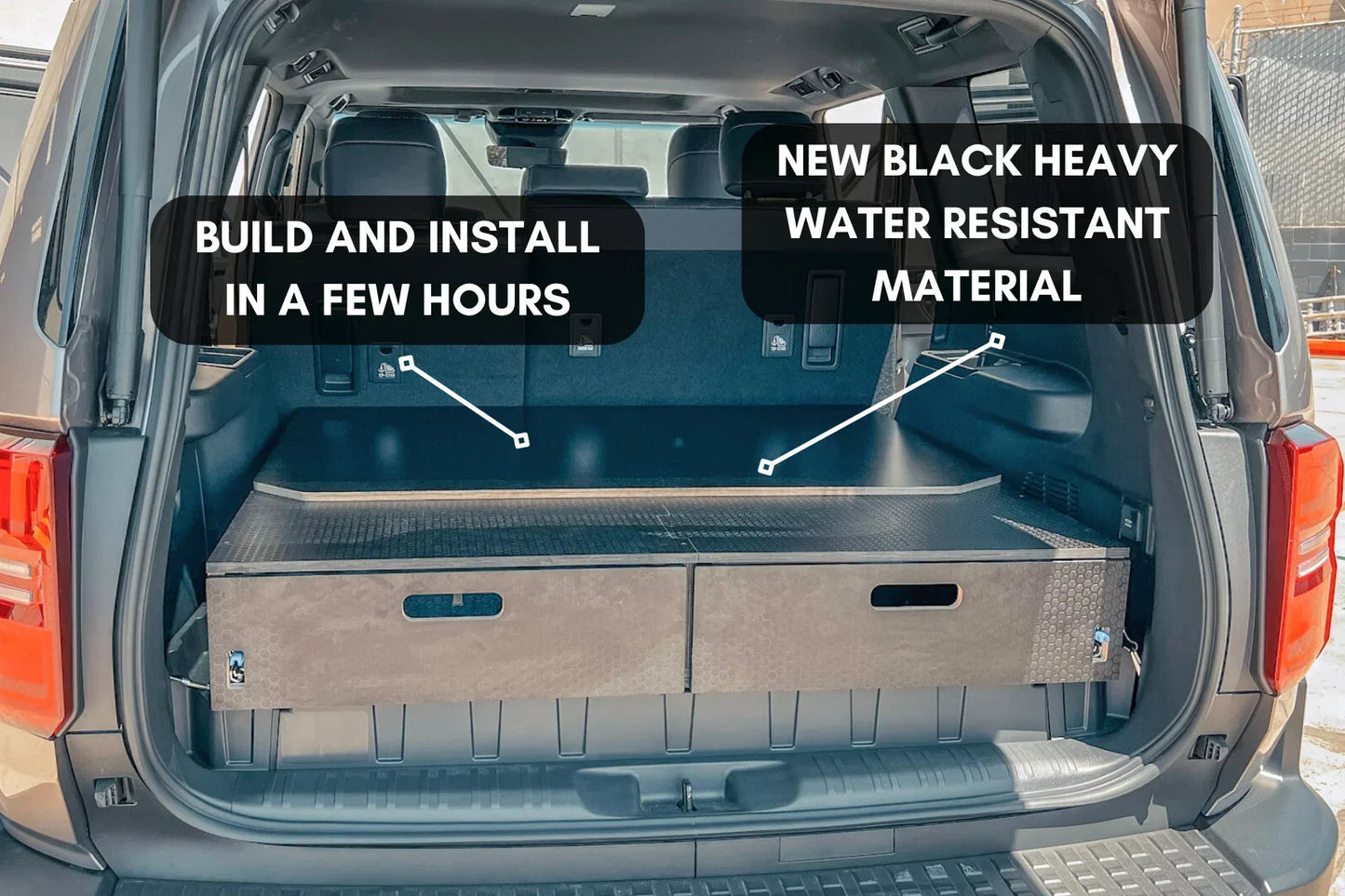 Land Cruiser 250 Dual Drawer Storage PreCut Kit - Solid Wood Worx