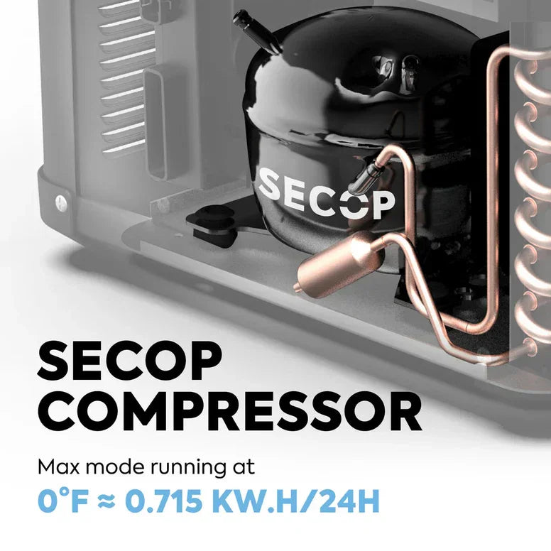 Secop compressor unit with copper coils, energy-efficient refrigeration technology