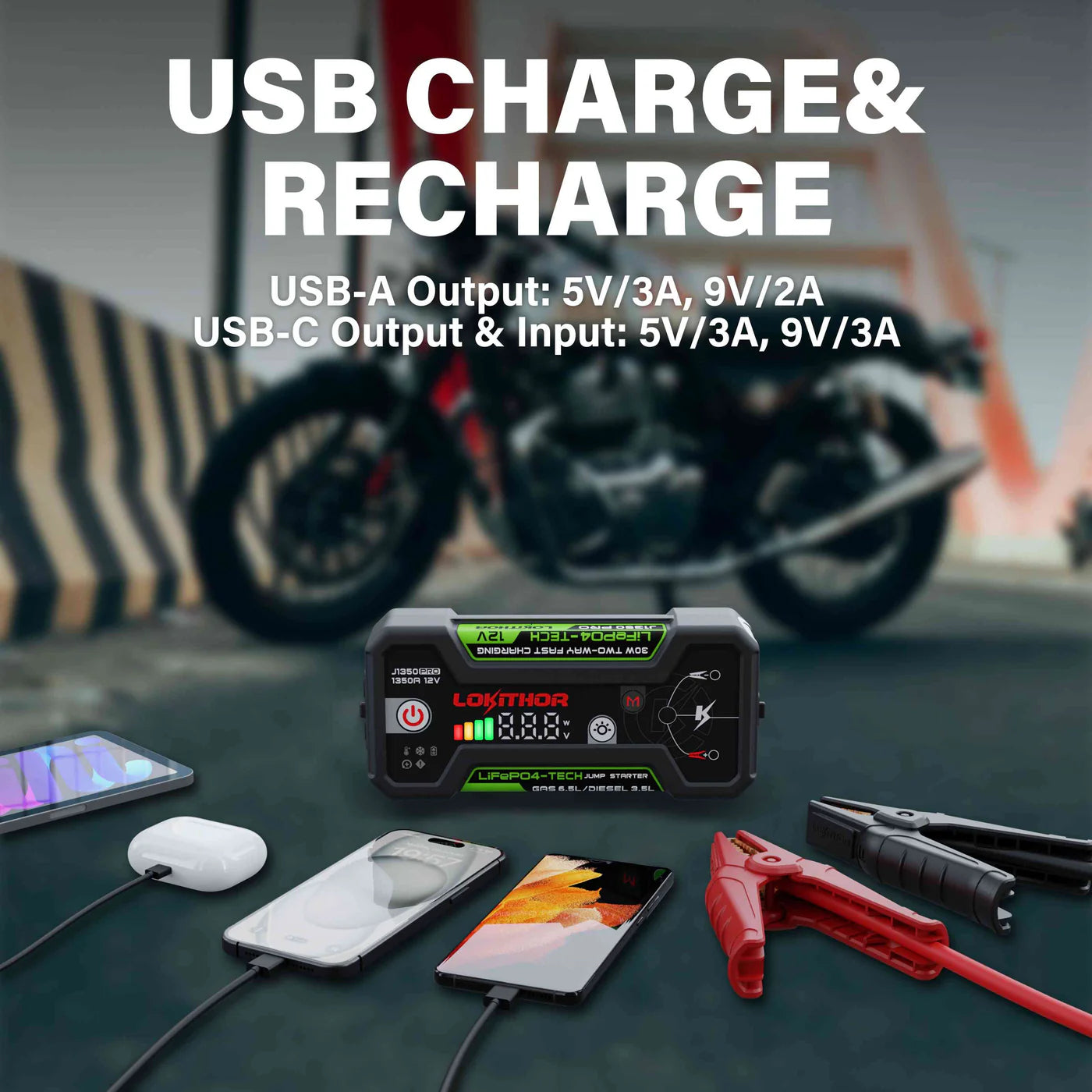 LOKITHOR J1350 Pro 12V LIFEPO4 Jump Starter 1350 Amps