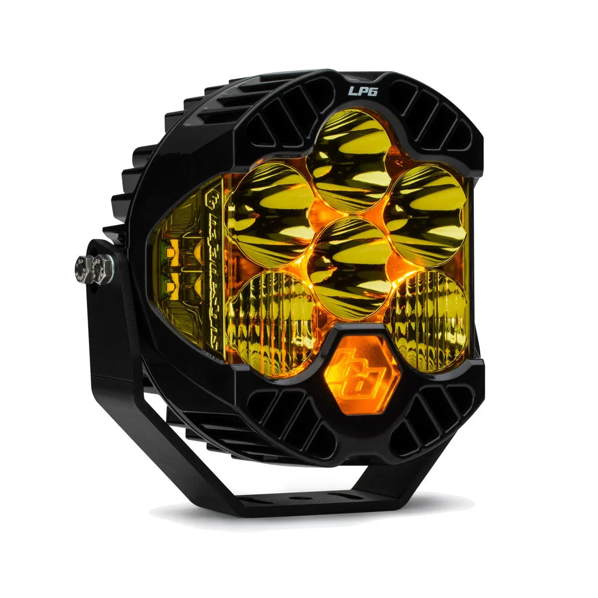 Black LP6 LED light bar with amber lenses for off-road overlanding illumination