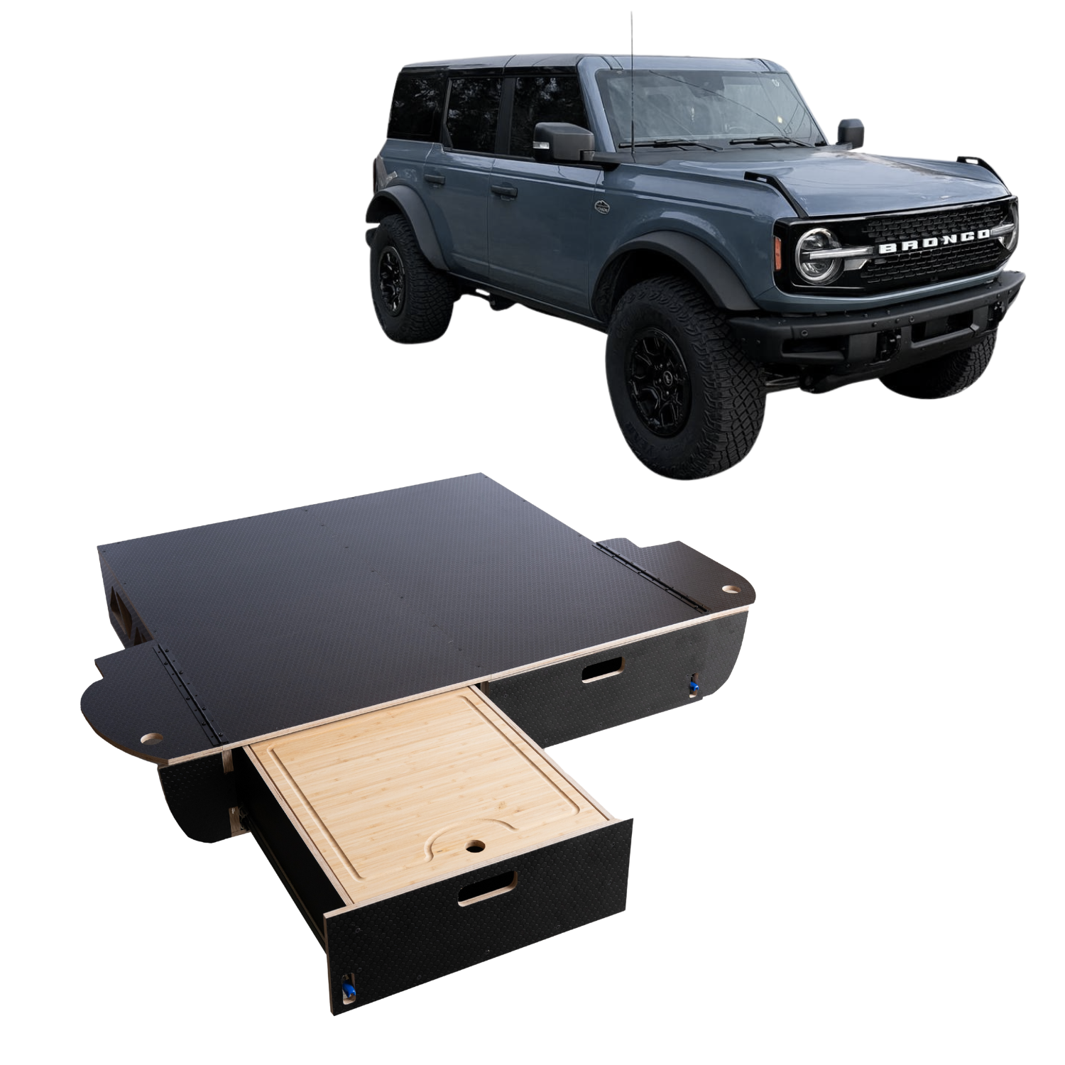 Bronco 4-Door Single Drawer Storage PreCut Kit – Solid Wood Worx