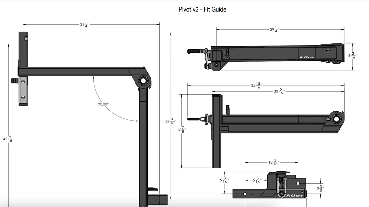 KUAT Pivot™ v2 Bike Rack - Swing-Away Hitch - Solid Wood Worx