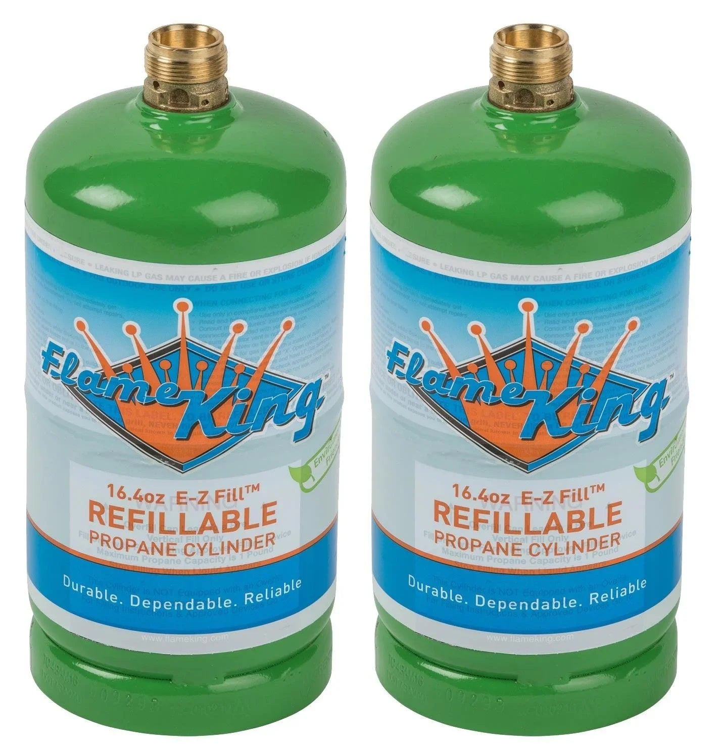 Flame King 2 pack Eco Friendly Sustainable 1lb Refillable Propane Tank LP Cylinder - Solid Wood Worx