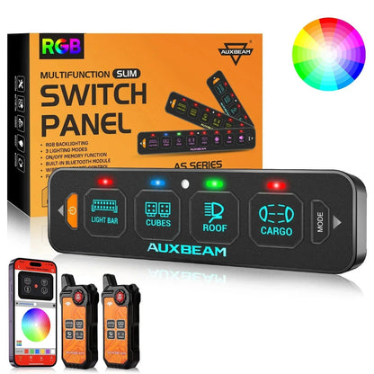 Auxbeam 4-Gang Switch Panel — Bluetooth