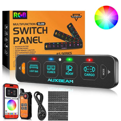Auxbeam 4-Gang Switch Panel — Bluetooth