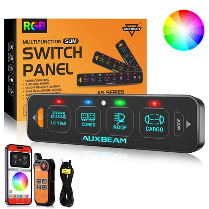 Auxbeam 4-Gang Switch Panel — Bluetooth