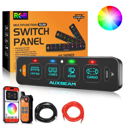 Auxbeam 4-Gang Switch Panel — Bluetooth