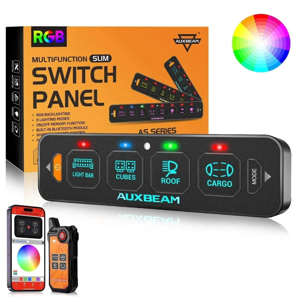 Auxbeam 4-Gang Switch Panel — Bluetooth