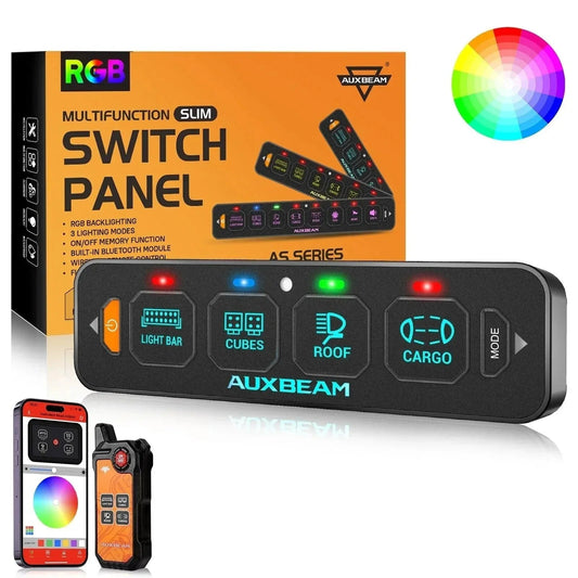 Auxbeam 4-Gang Switch Panel — Bluetooth