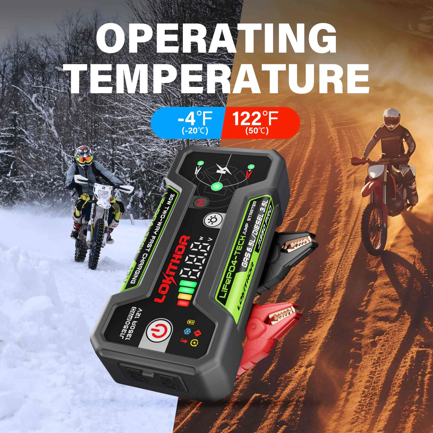 LOKITHOR J1350 Pro 12V LIFEPO4 Jump Starter 1350 Amps