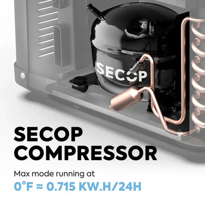 Secop compressor unit with copper coils, energy-efficient refrigeration technology