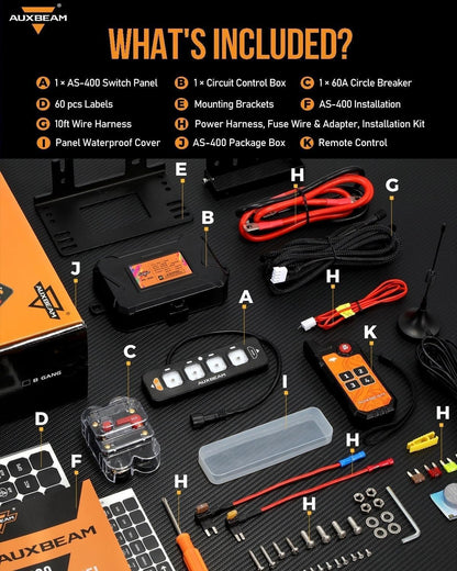 Auxbeam 4-Gang Switch Panel — Bluetooth