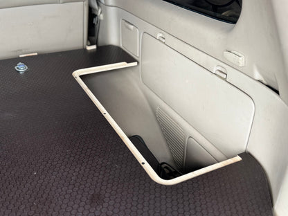 Custom vehicle storage drawer system with hex pattern platform and cutout compartment
