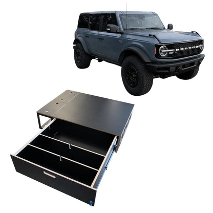 SUV with pull-out storage drawer system for vehicle organization and cargo management