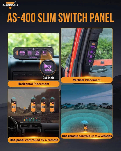 Auxbeam 4-Gang Switch Panel — Bluetooth